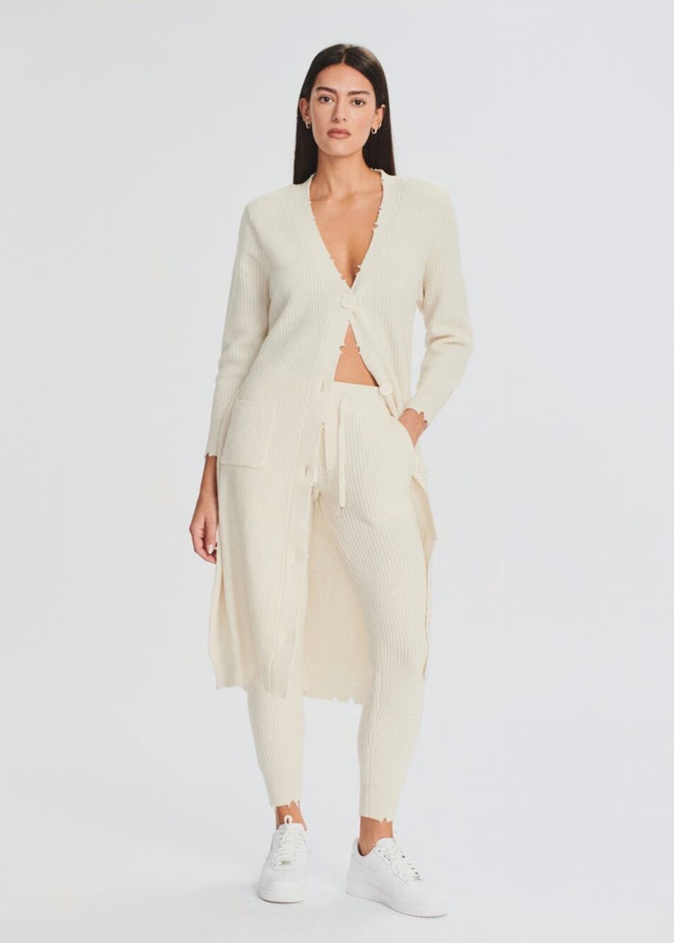 SER.O.YA Amanda Cream Wool Long Cardigan Sweater Dress Size S NWT